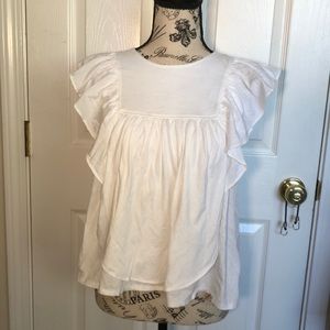 J crew flutter white cotton top